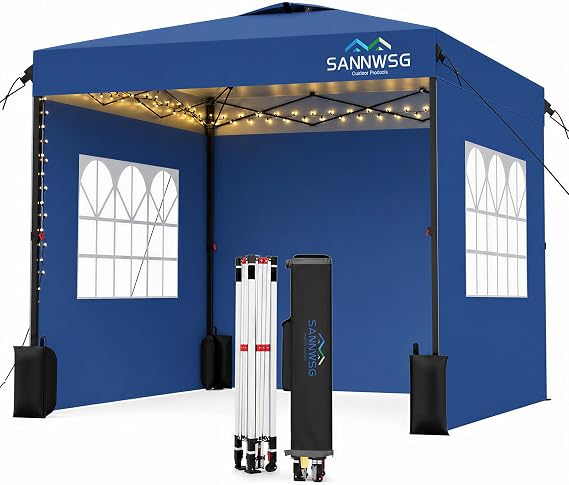 8X8 Pop Up Canopy Tent Easy Up Canopy with 3 Sidewalls