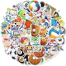 100 Pack Sports Stickers, Sports Football Soccer Baseball Basketball Party Favors, Sports Ball Stickers for Water Bottles Laptop, Birthday Decorations