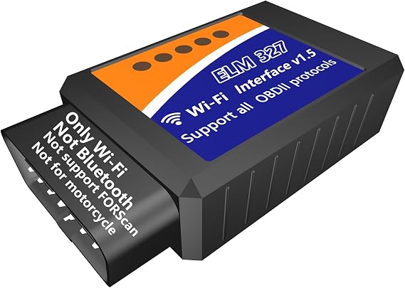 WiFi ELM327 OBD2 Adapter WiFi ELM 327 OBD Scanner for Universal 12V Vehicle | Diagnostic Tool OBD Car Fault Code Scanner Reader Interface Dongle Connector for Android iOS iPhone for Universal APPs Torque
