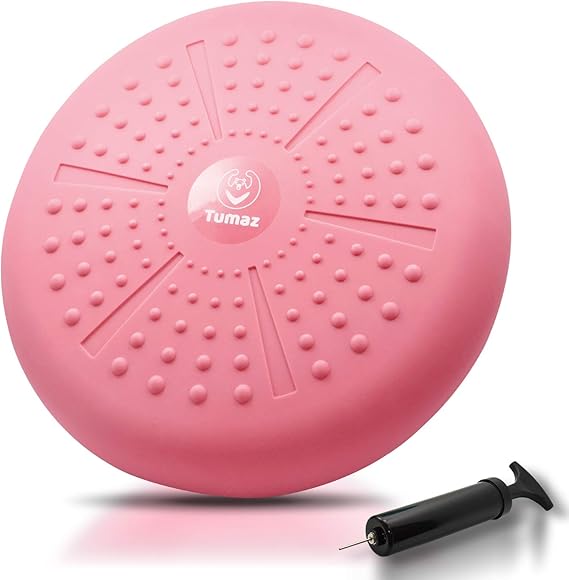 Tumaz Wobble Cushion - Wiggle Seat to Improve Sitting Posture & Stay Focused, Balance Disc to Core Strength & Flexible Seating Extra Thick Balance Board, Pump Included Wobble Board