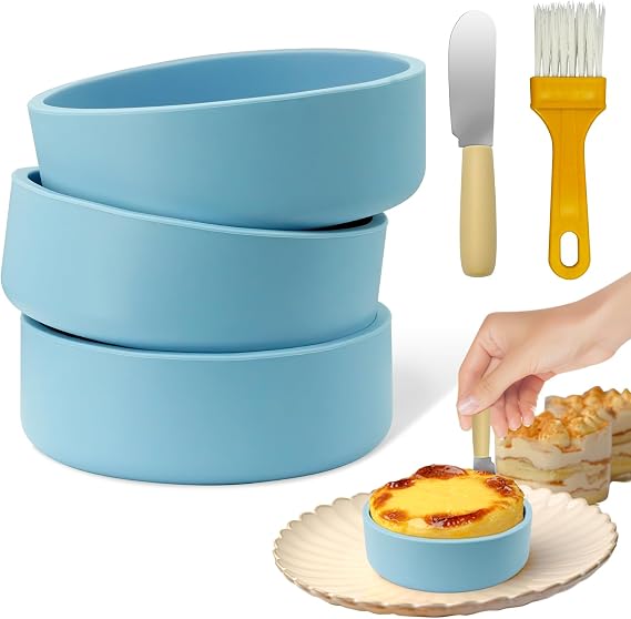 Silicone Air Fryer Egg Mold 3 Pack - Reusable Egg Cups for Air Fryer, Oven & Microwave, Silicone, Dishwasher Safe, Non-Stick Breakfast Accessories, Individual Microwave Egg Cooker (Blue)
