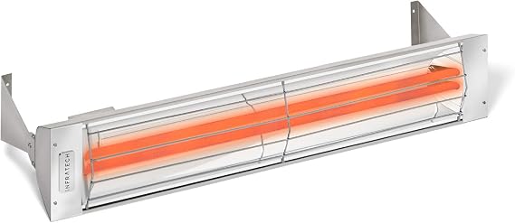 Infratech WD-4024 AL Stainless Steel Fixture Dual Element Electric Patio Heater 39" Long, 4000 Watt, 240 Volts, Almond Finish