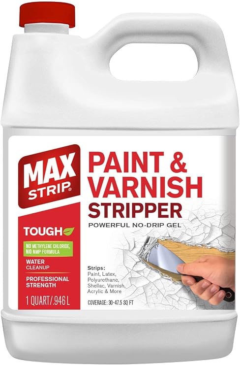 Max Strip Paint & Varnish Stripper Gel, Safe Wood & Metal Stripper, 1 Qt