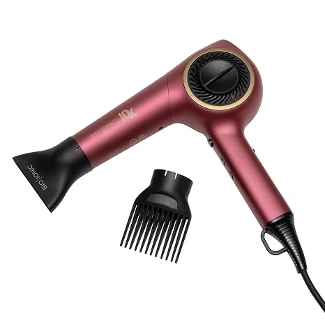 Bio Ionic 10X Ultralight Speed Hair Dryer with Adjustable Heat & Speed | Professional Hair Styling Tool for Fast, Frizz-Free Styles, 1800W EcoDrive Brushless Motor, Memory Function, Cool Shot