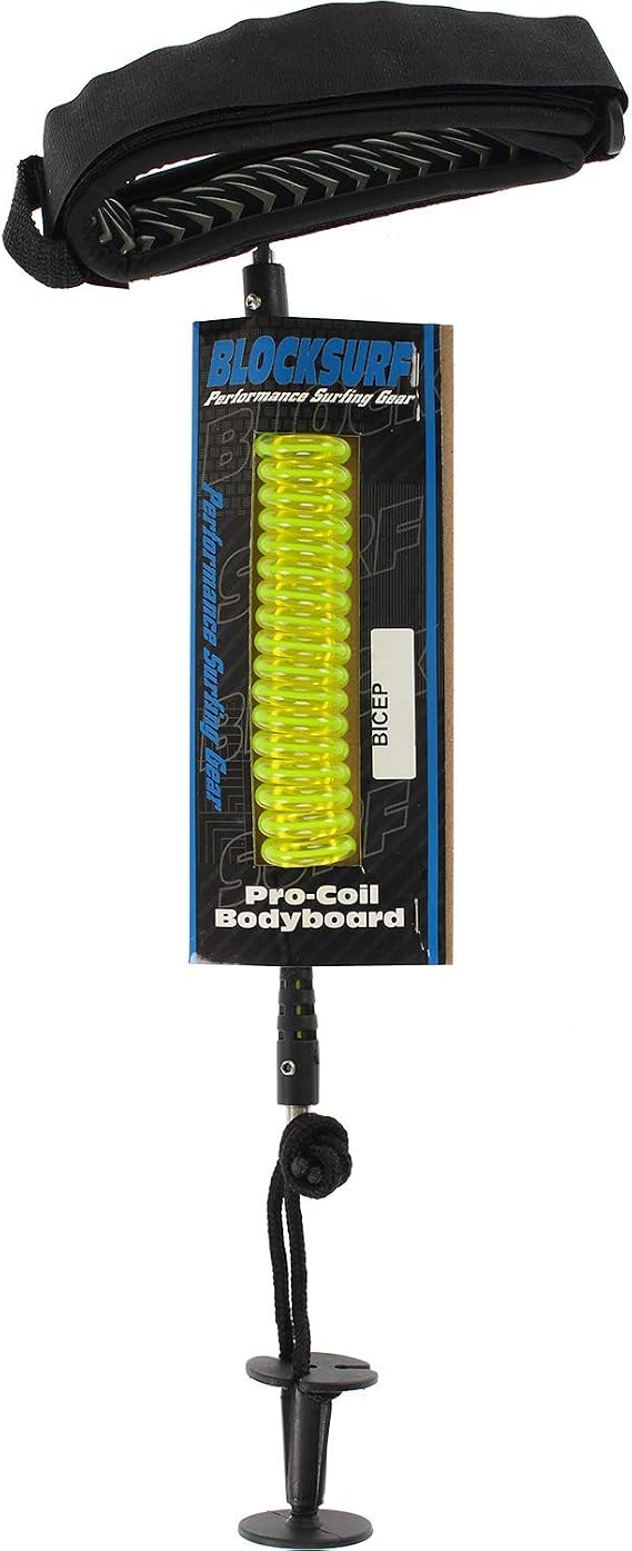Block Surf Pro Coiled Bicep Bodyboard Leash S-Yellow