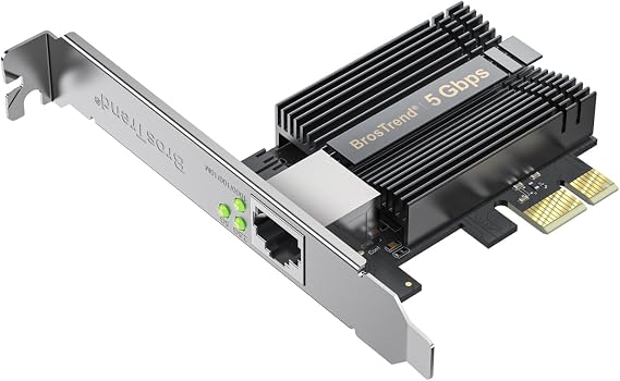 BrosTrend 5Gb PCIe Network Card for PC Windows 11/10, Windows Server 2022