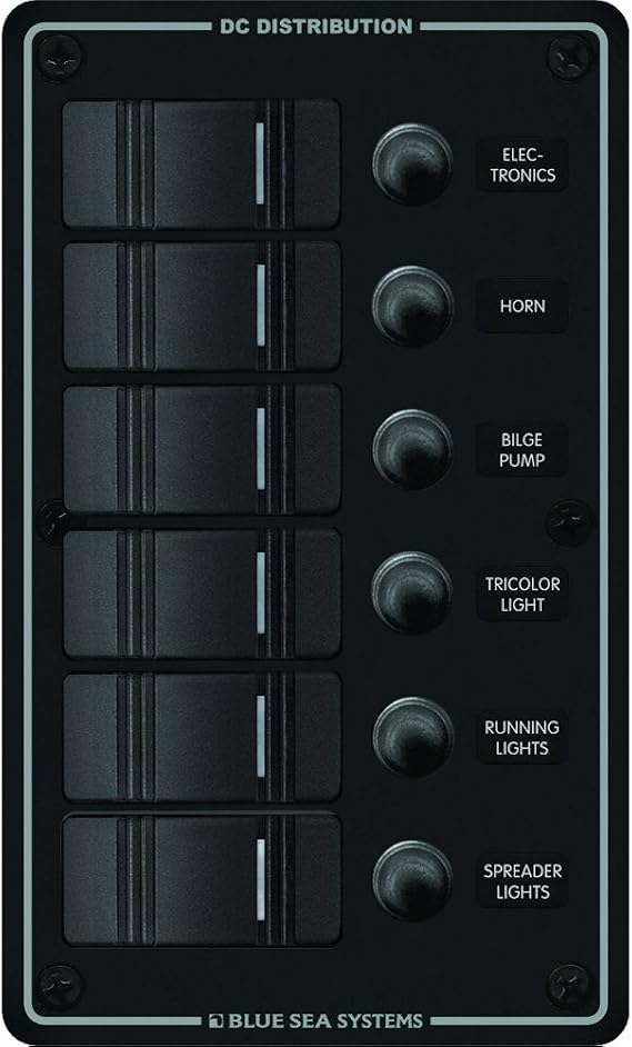Blue Sea SystemsPANEL H2O 12VDC CLB 6POS BK VERT