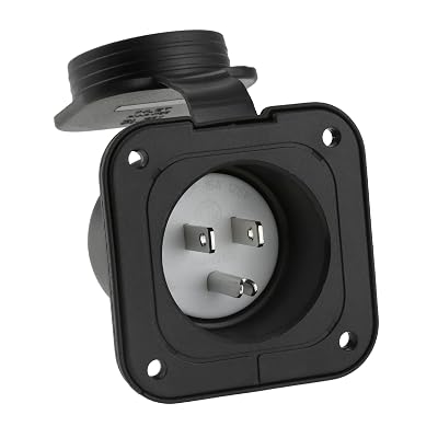 15 Amp Flanged Inlet, 125V NEMA 5-15P Shore Power Inlet Receptacle, AC Port Plug with Waterproof Cover, 2 Pole 3-Wire Straight Blade Electric Plug for RV Boat Camper Trailer, ETL Listed