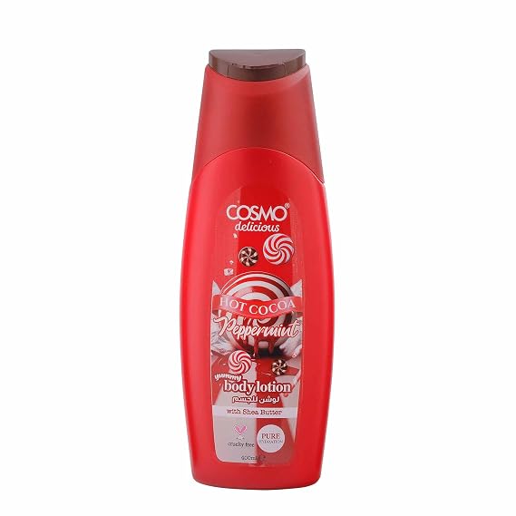 Cosmo Delicious Hot Cocoa Peppermint With Shea Butter Pure Hydration Body Lotion 400ml, Hydrating & Nourishing, Non Greasy, Light Weight, Fast Absorbing Lotions, For All Skin Types, Cocoa Mint Scent