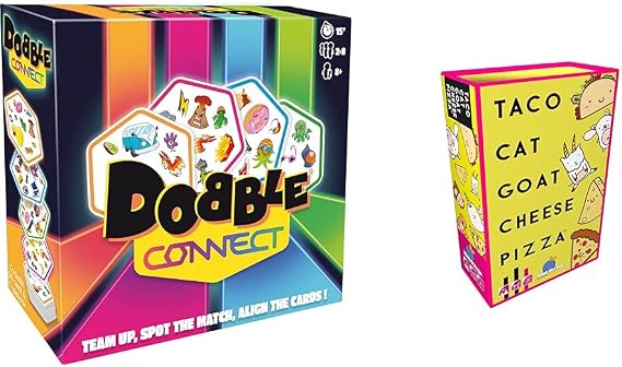 Asmodee | Dobble Connect | Quick Reaction Card Game | Ages 8+ | 2-8 Players & Blue Orange | Taco Cat Goat Cheese Pizza | Card Game | Ages 8+ | 2-8 Players | 10-30 Minute Playing Time