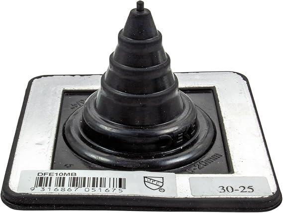 MICRO (0" to 3/4") BLACK Square Base EPDM Flexible Pipe Flashing (DFE10MB)