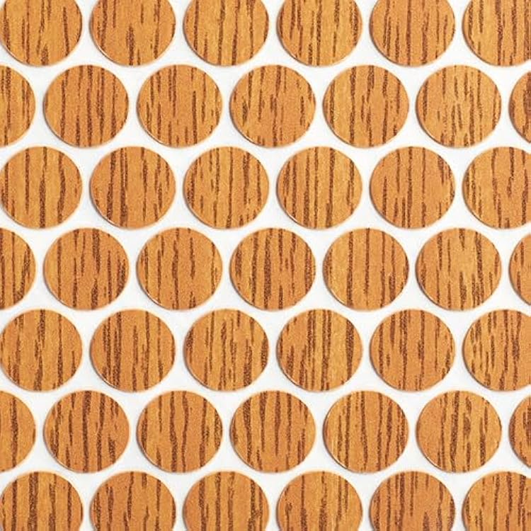 WidgetCo Renaissance Oak Fastcaps, Peel & Stick Screw Covers, Self-Adhesive Cover Caps Sheets of 53 caps x Qty 1