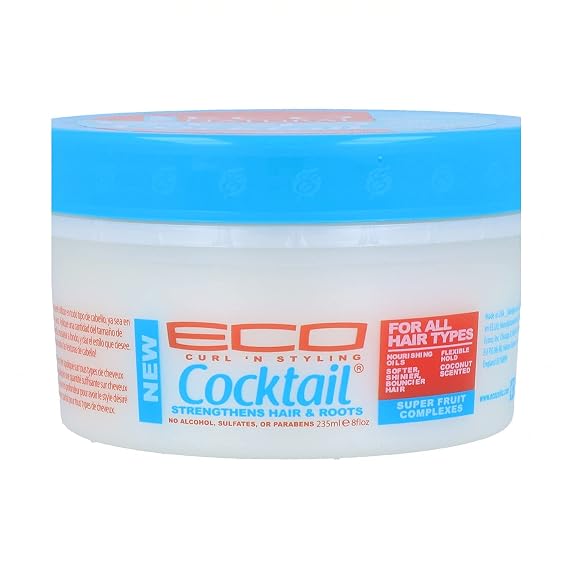 Ecoco Eco Cocktail Super Fruit Complex Hair Cream - Collagen, Amino Acids And Natural Oil Blend - Nourish And Protect Curls - Soft, Bouncy And Shiny Hair Without Leaving Heavy Build Up - 8 Oz