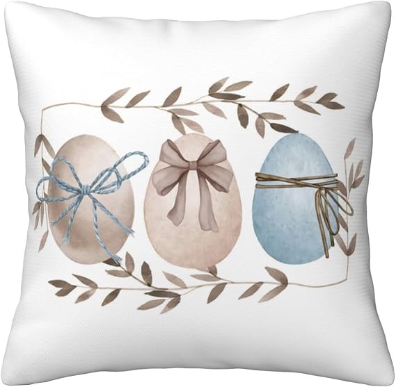 JOOCAR Easter Pillow Covers 18x18 Inch Rabbit Bunny Beige Throw Pillow Covers Spring Holiday Decorations Cushion Covers for Couch Home Sofa