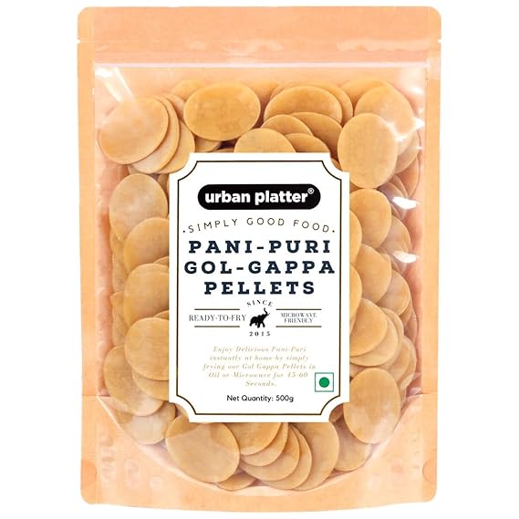 Urban Platter Pani Puri Golgappa Pellets | 17.64 Oz (500g) | Ready-to-Fry or Microwave | Crispy Indian Snack Base for Chaat, Street Food, Appetizers & Party Platters | Vegan & Easy to Prepare