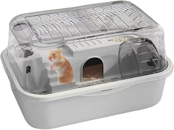 Cage for Hamsters | Double-Layer Hamster Cage Habitat,Small Animal Habitat with Exercise Running Wheel for Dining Resting Playing Gerbil Squirrel Chinchilla