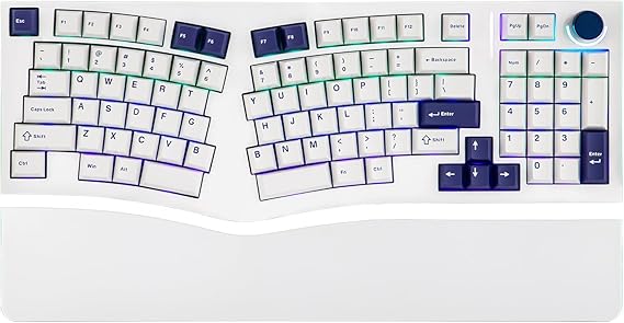 MechLands Feker Alice98 Ergonomic 98 Keys Custom Mechanical Keyboard, VIA Programmable, USB-C Wired Gaming Keyboard, Hot Swappable, 5 Layer Paddings, Control Knob, NKRO, RGB for Win/Mac (White)