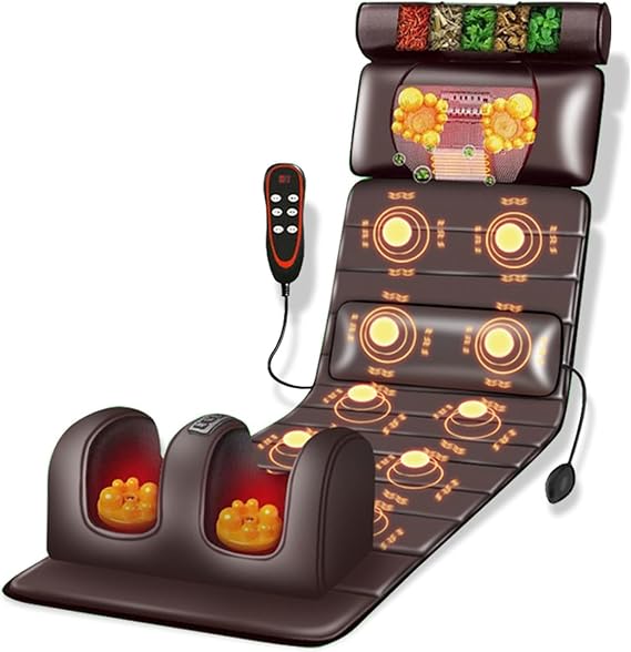 Full Body Massage Mat with Heat Kneading & Vibration - 10 Motors, Detachable Leg Support, for Home & Office | Neck, Back, Leg & Foot Pain Relief