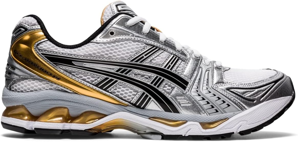 ASICS Men's Gel-Kayano 14 Shoes, 8, White/Pure Gold