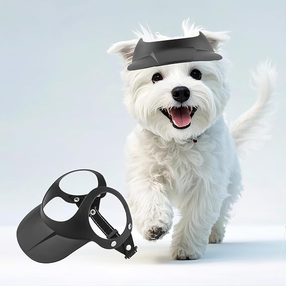 Namsan Dog Hat for Small to Medium Dogs Between 16.5-27.5lb, Motorcycle Dog Sun Hat with Ear Holes, Stylish Doggy Visor, Empty Top Doggie Helmets, Adjustable, Easy Wear, Black