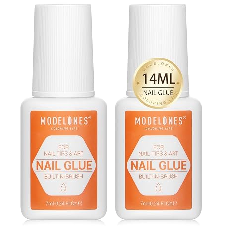 Modelones Nail Glue for Press Ons Nails Strong 2pcs 14ml Long Lasting