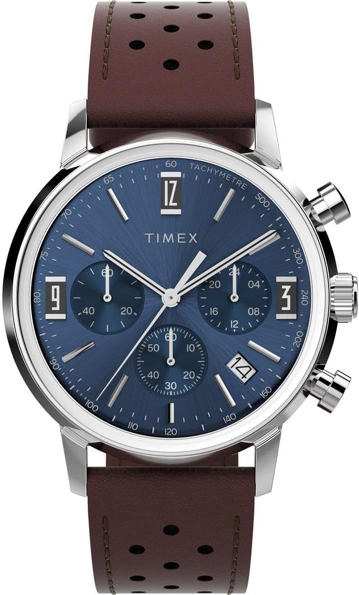 Timex Men Chronograph Watch with a Leather Strap Marlin