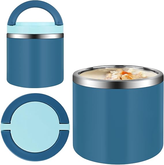 Food Flasks for Hot Food,Insulated Food Container with Handle,630ml Portable Leak-proof Hot Food Soup Flask,Thermal Lunch Box for Kids Adults School Office Picnic Outdoor