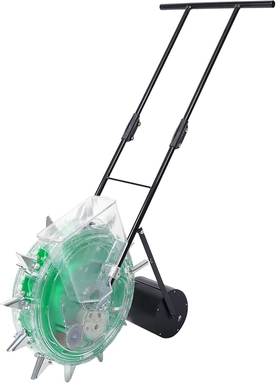 Garden Seeder Row Planter, Hand-Push Roller Sowing Machine with 12 Spouts, Adjustable Row Planter Corn Planter Seeder for Corn, Soybeans, Peanuts, Cottonm