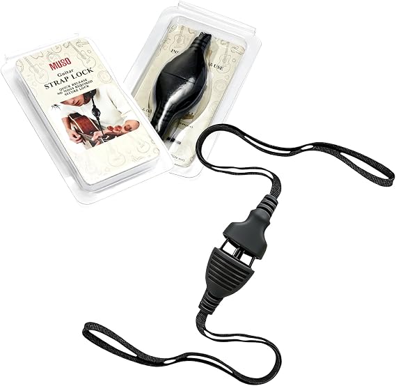 MUSO Guitar Strap Lock/Strap Button Black Acoustic Guitar Quick - Release Lock - Guitar Strap Lock,quick detach mechanism (Lock Only)