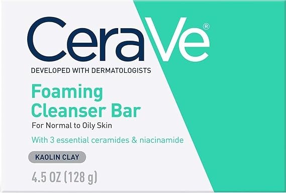 CeraVe Foaming Cleanser Bar, Face & Body Wash, Soap for Oily Skin, 4.5oz