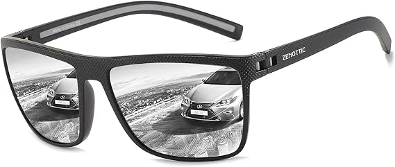 ZENOTTIC Polarized Sunglasses for Men Lightweight TR90 Frame UV400 Protection Square Sun Glasses