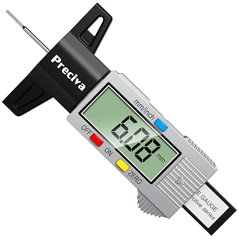 Preciva Tyre Tread Depth Gauge UK, 0-25.4mm/Inch for Cars, Trucks, Motos