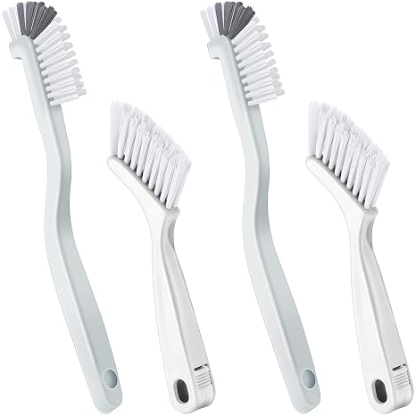 Patelai 4 Pieces Cleaning Brush Sets Small Scrub Brush Household Use for Cleaning Bottle Sink Kitchen Sink Corner Dish Edge Grout Bathroom Sliding Door Window Track(White)
