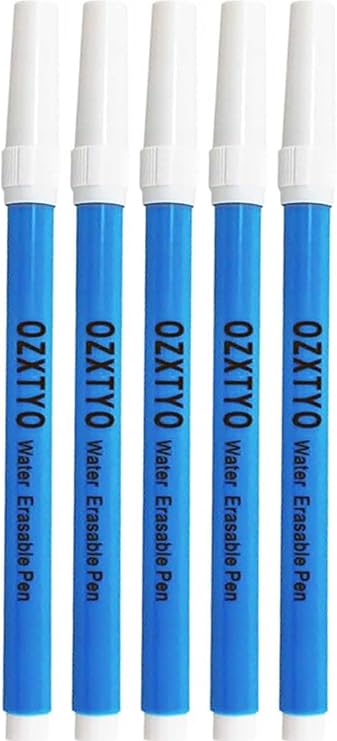 OZXTYO Washable Fabric Markers for Sewing,5 Pack,Blue,Erasable