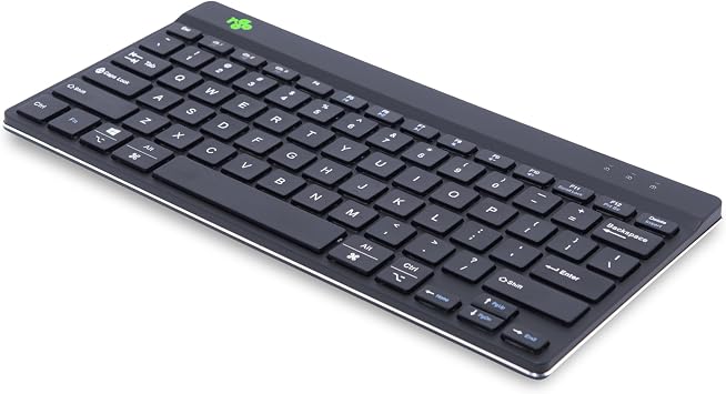R-Go Compact Keyboard Bluetooth, with Break Software, Ergonomic Flat Design, Anti-RSI, Compatible with Windows/Mac OS, QWERTY (US), Black
