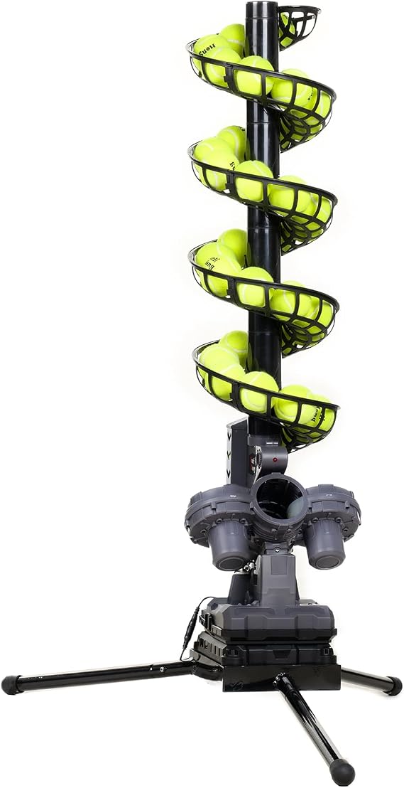 Furlihong 3807BH Tennis Ball Machine with Triangular Base, Adjustable Speeds, Oscillating Left&Right, Up&Down Swing Launch Port, for All Levels Training