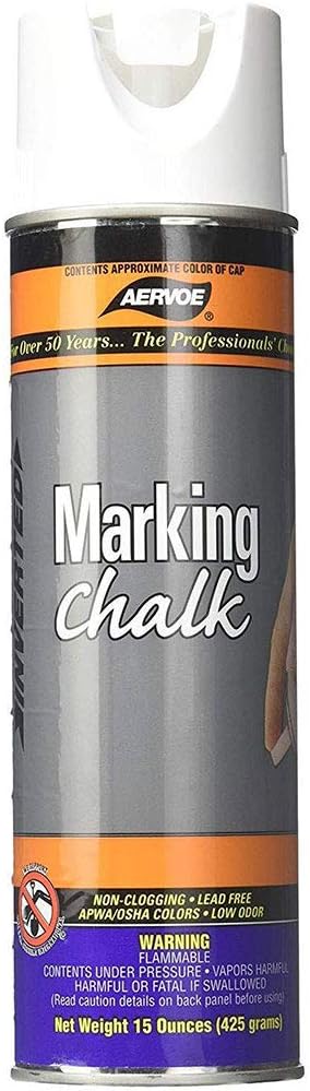 Aervoe 215 15 oz White Non-Clogging Temporary Upside-Down Marking Spray Chalk
