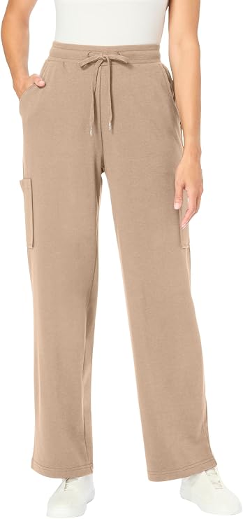 Woman Within Knit Pull-On Drawstring Cargo Pants