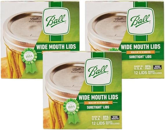 Ball Mason Jar Lids, Wide Mouth, 12 CT (Pack of 3)