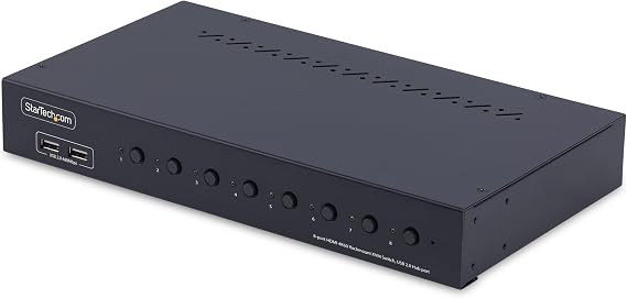 StarTech 8-Port HDMI 2.0 KVM Switch, 4K 60Hz, 1U Rackmount, Audio, TAA