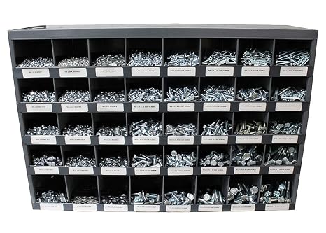 Agriline Supply 2540 Piece Metric Class 10.9 Coarse Thread Hex Cap Screw, Nut, Washer Bin Kit with 40-Hole Bin