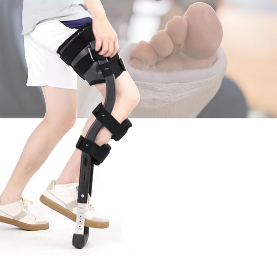 FoRes Pain Free Knee Crutch Single Leg Telescopic Walker Adjustable Height Hands Free Crutch Leg Knee Mobility Support for Disability Elderly Injury Ankle Fracture