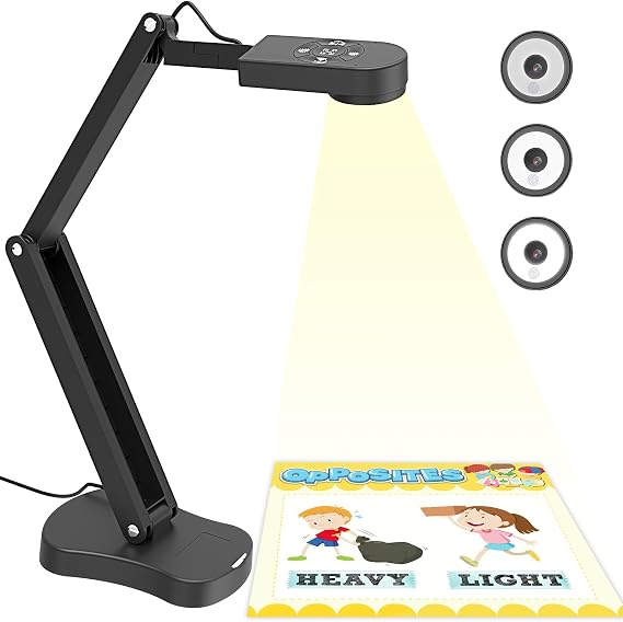 8MP Visualiser for Teaching Classroom Document Camera & Webcams | A3 A4 Size with Dual Mic, AF, LED Light, Up and Down & Left and Right Image Inversion for Distance & Online Teaching Learning