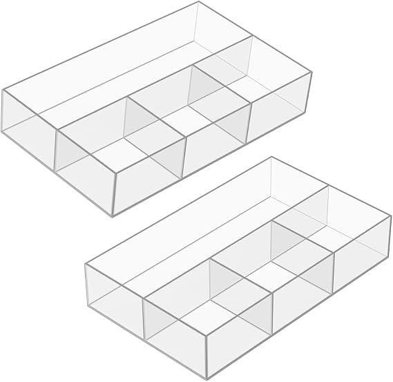JessLab Acrylic Makeup Organizers, 2-Pack Bathroom Organizer for Drawer, Cosmetic Display Cases for Vanity, Countertop, Desk, Kitchen, and Cabinet Storage