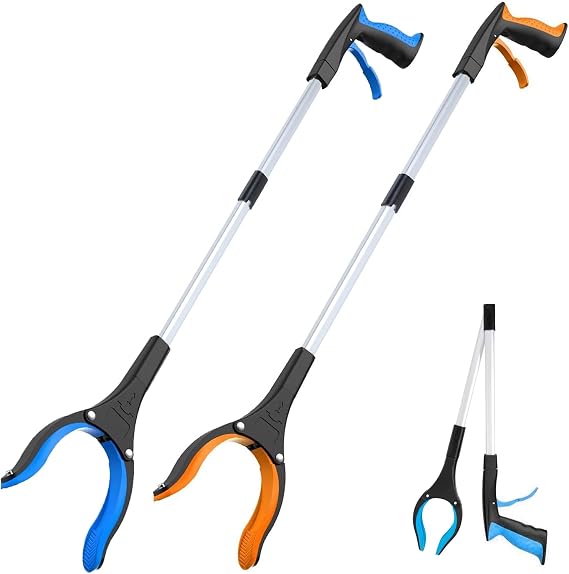 Reacher Grabber - Foldable Gripper and Reaching Tool - 32Extra Long Handy Trash Claw Grabber, Mobility Aid Reaching Assist Tool for Trash Pick Up, Litter Picker, Arm Extension 2pack