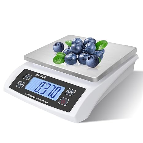 Large Digital kitchen scale 30kg/66lb Electronic Food Weighing Scales For Meal Prep Baking Cooking Meat Stainless Bread Scale With LCD Display Tare Function Accurate Counting Scale
