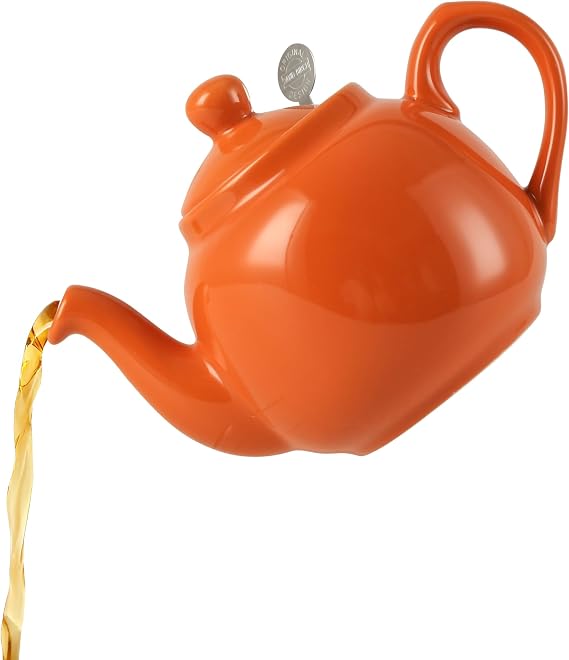 London Pottery Farmhouse Teapot with Infuser, Ceramic, Orange, 2 Cup (600 ml)