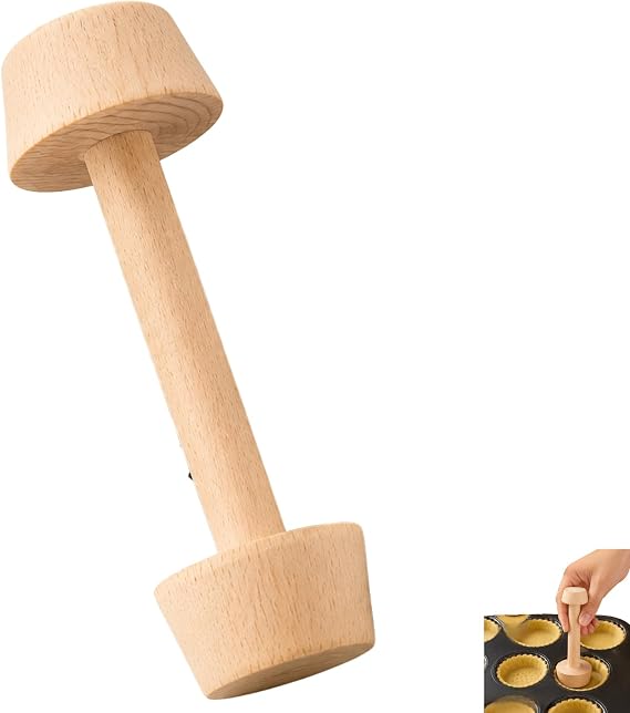 Baking Tools, Double-Sided Wooden Tart Tamper, 4.5cm Pastry Press Tool for Pies Tarts Quiche, Baking Mold with Handle