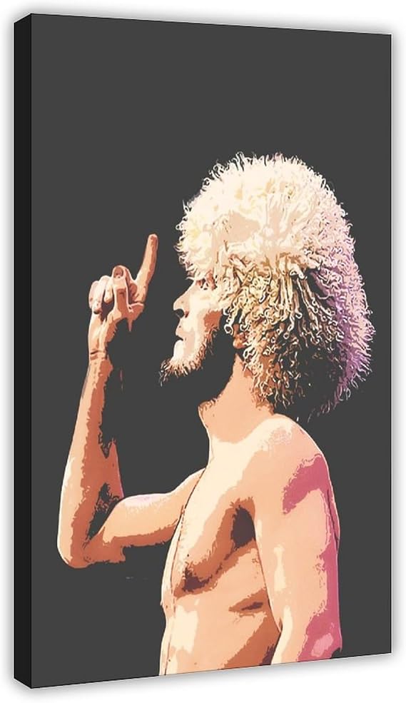 Khabib Nurmagomedov Sports Inspiration Poster Canvas Poster Wall Art Decor Print Picture Paintings for Living Room Bedroom Decoration Frame: Frame:16x24inch(40x60cm)