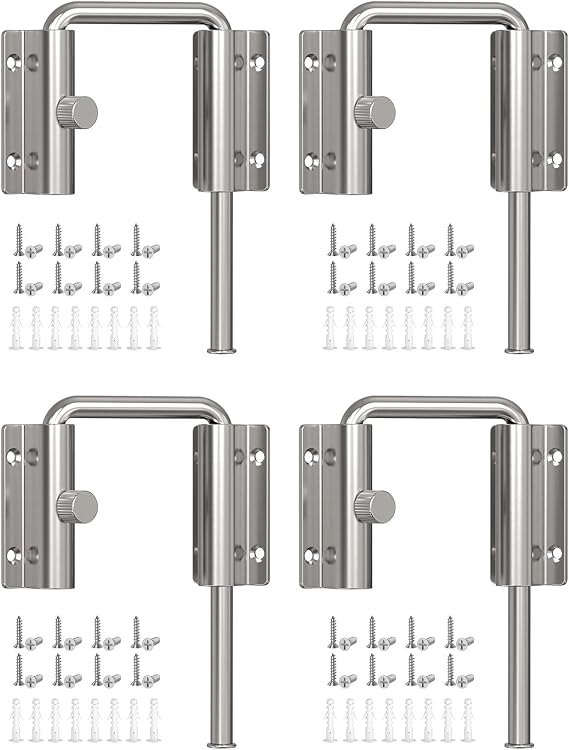 Sliding Door Loop Lock, Security U-Bolt Locks, Silver-4PCS